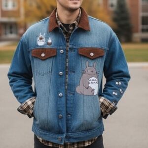 Denim Flannel Studio Ghibli Totoro Embroidery Jacket